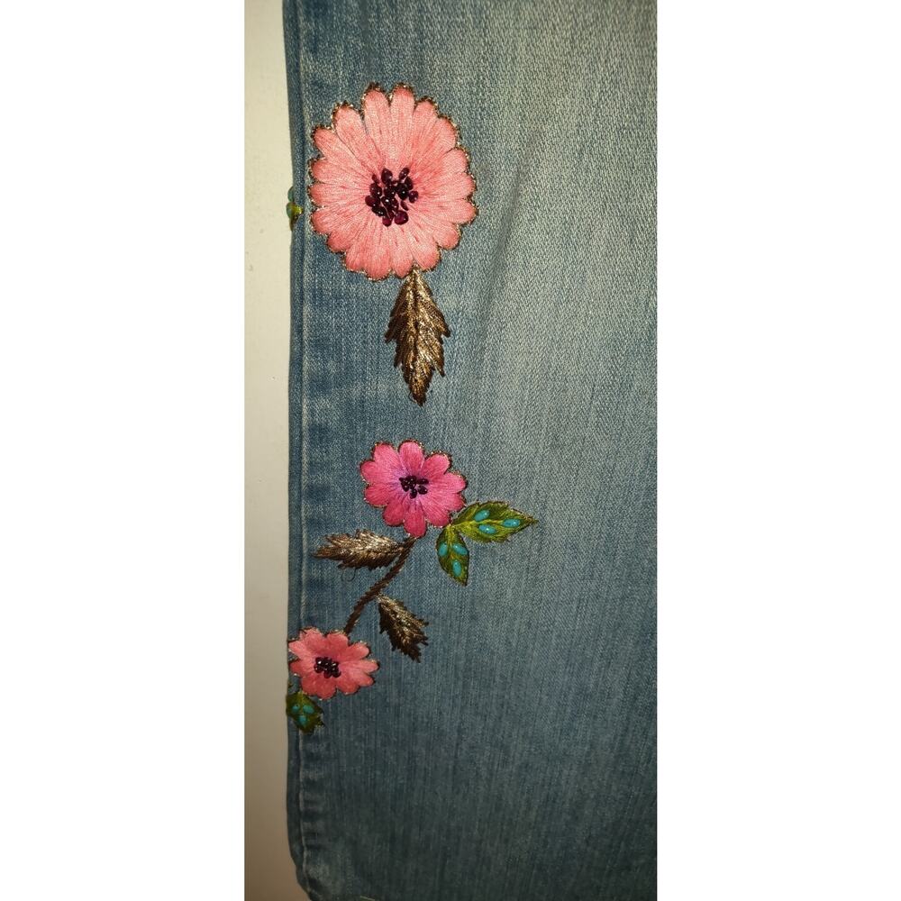 Vintage Y2K Embroidered Denim Jeans Sz 6 Dana Buchman Ileana Boho Boot Cut - Picture 6 of 16
